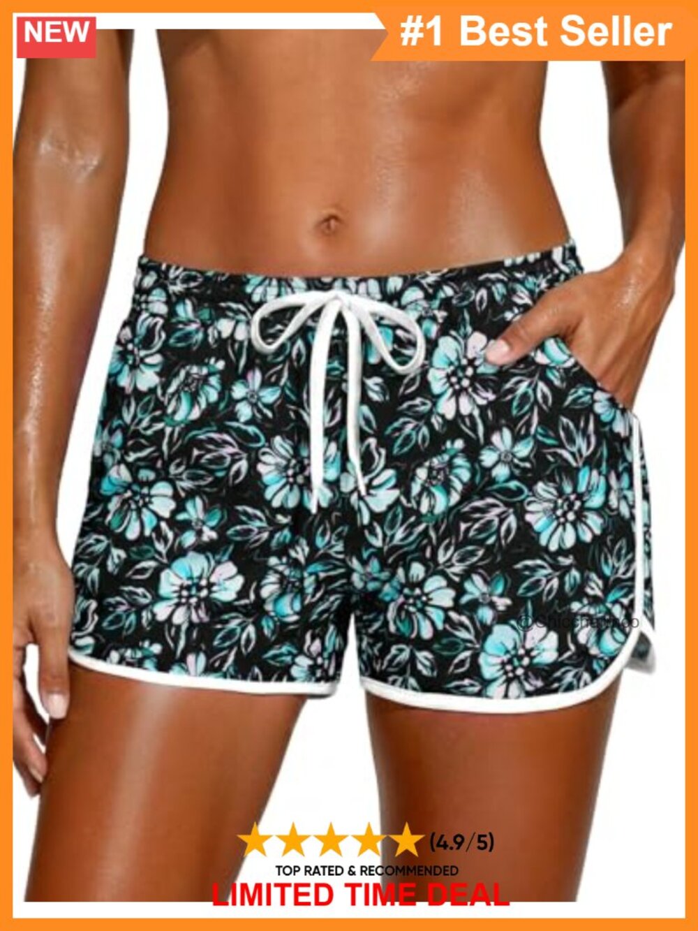 Women's Quick Dry Board Shorts with Pockets Drawstring Waist Relaxed Fit